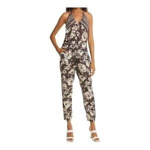 BA&SH 
Damale Floral Halter Jumpsuit - Carbone NWT Size 1 Small NWT